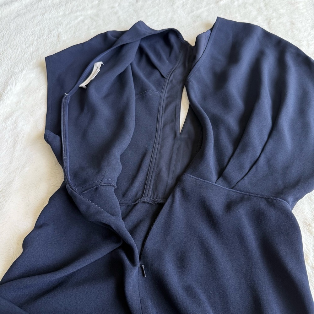 Victoria Beckham Crepe Dolman Sleeve Cut Out Navy Blue Midi Dress S (4) - Picture 9 of 13